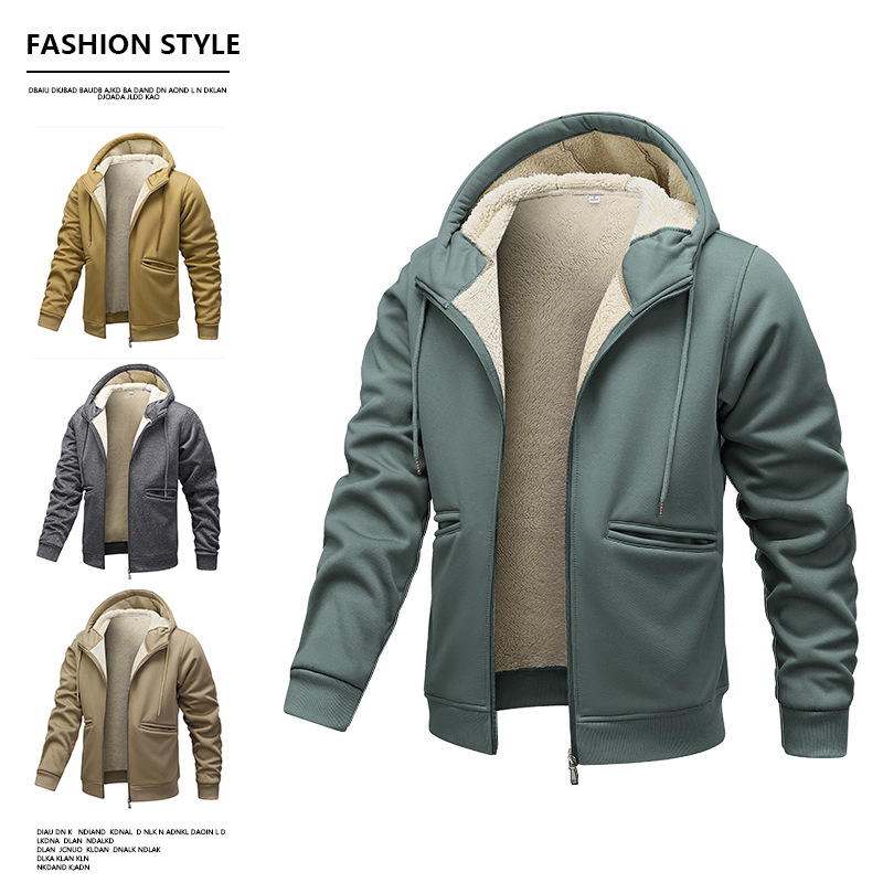 (공장 직접) 가을과 겨울 새로운 남성 스웨터 람스울 패딩 코트 카디건 후드 람스울 레저