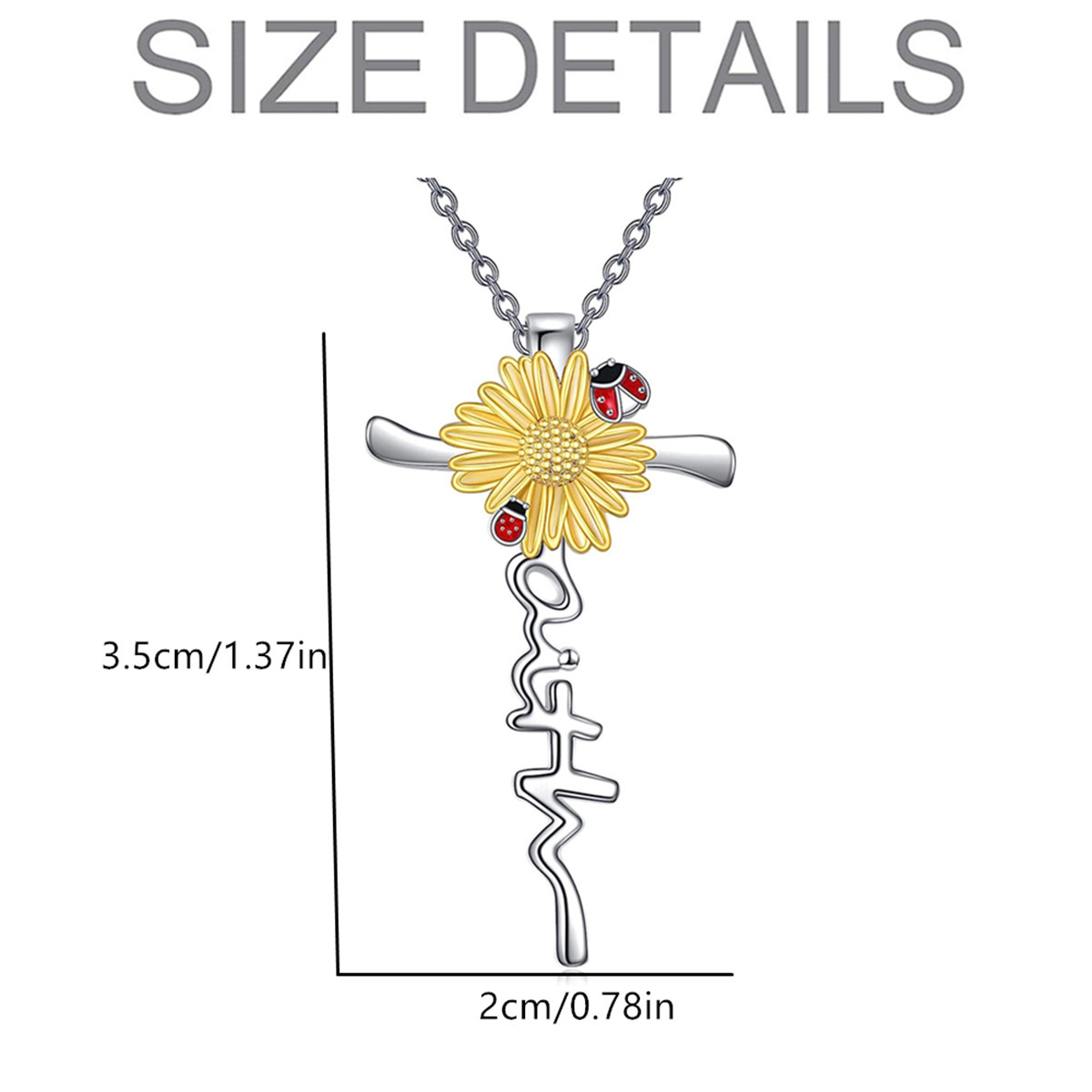 Collier pendentif croix tournesol coccinelle pour femme élégant_voghion.com