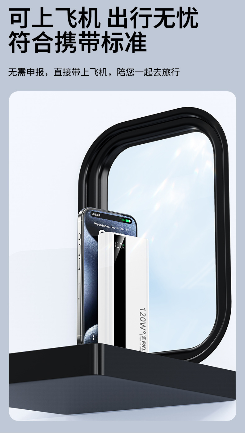 Uluslararası 3C Sertifikalı 120W Süper Hızlı Şarj 20000mAh Büyük Kapasiteli Taşınabilir Güç Kaynağı Toptan Özelleştirme
