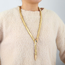 ZA欧美大牌夸张动物蛇项链冬款蛇头毛衣链波西米亚风女士跨境货源