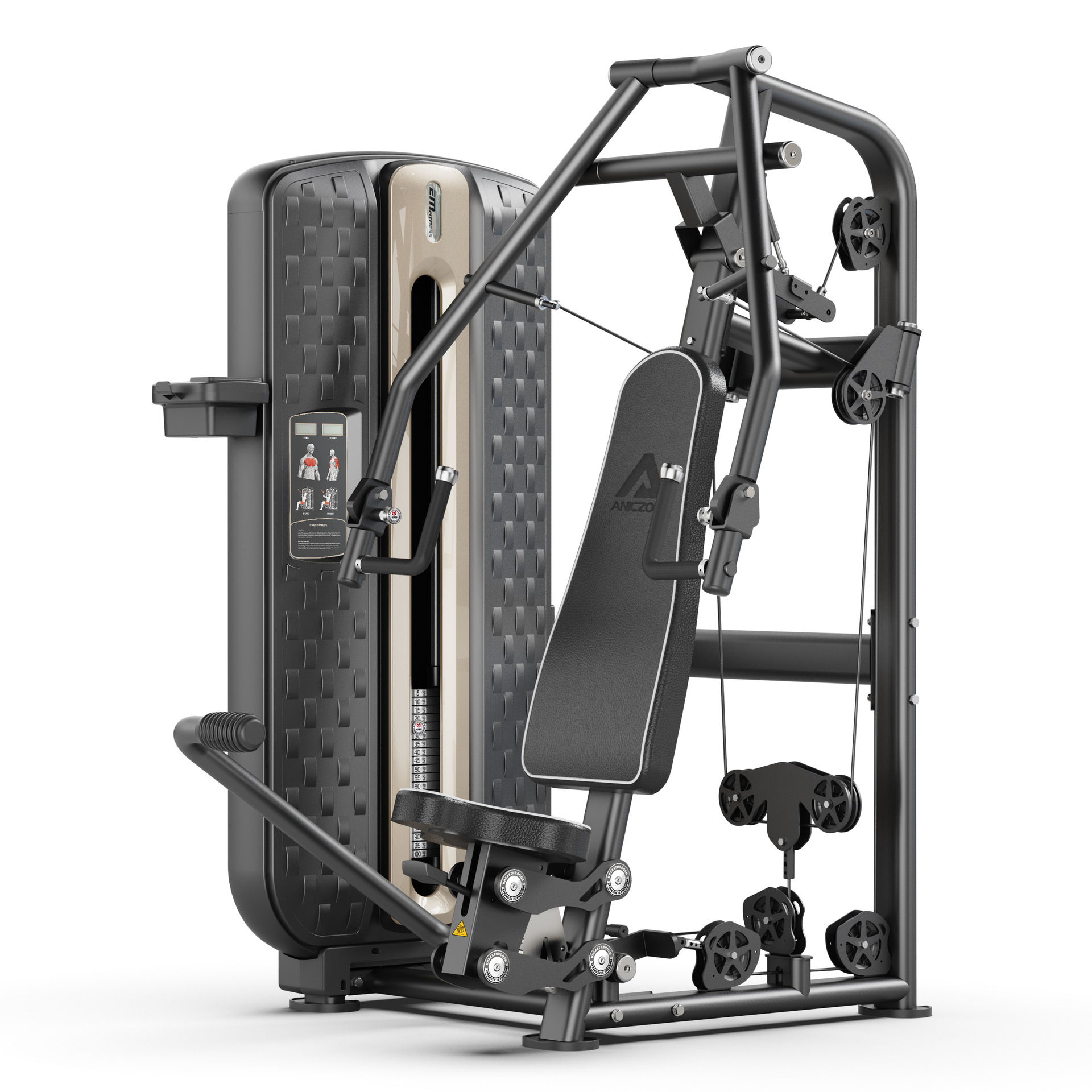 Máquina multifunción para press de pecho sentado con inclinación, press de hombros para gimnasio comercial, press de banca plana y levantamiento de hombros.