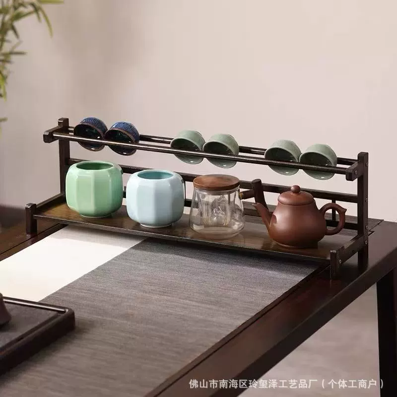 Настольная полка для хранения чашек для чая, маленькая полка Bogu, неполностью твердая древесина, китайский фиолетовый горшок для песка, полка для украшений, стеллаж для чайного сервиза