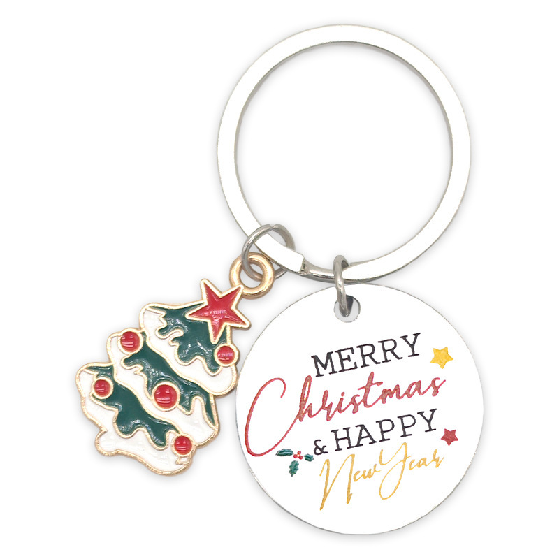 Cross-Border Hot Selling Stainless Steel Christmas Gift Keychain Personalized DIY Bag Pendant