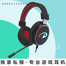 跨境專供 RGB發光耳機頭戴式電競耳機私模訂貨鋼條筆記本吃雞耳機