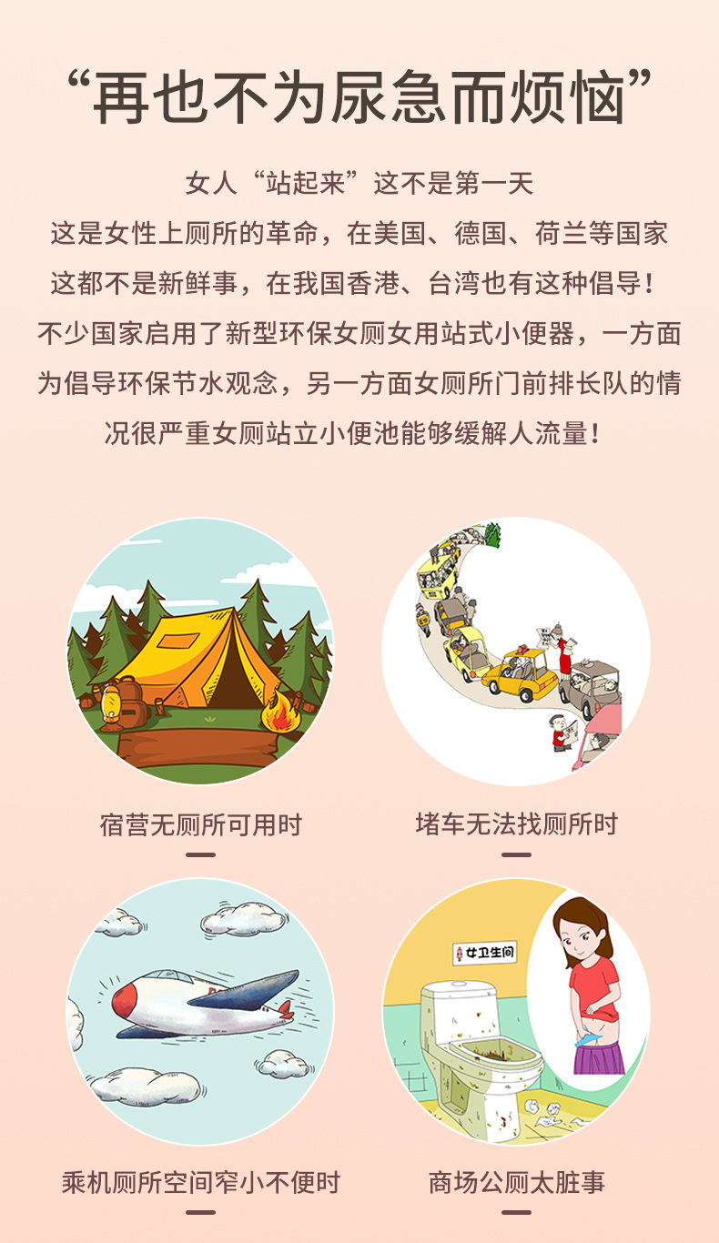 Female Standing Urinal for Pregnant Women, Elderly Patients, Urine Collection Cup, Emergency Urine Bag, Portable Squat-Free Urination Device