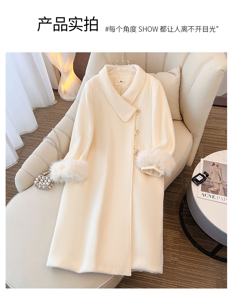 300斤大码女装胖mm冬季夹棉法式气质高级感毛呢外套大衣2024新款 pic 11