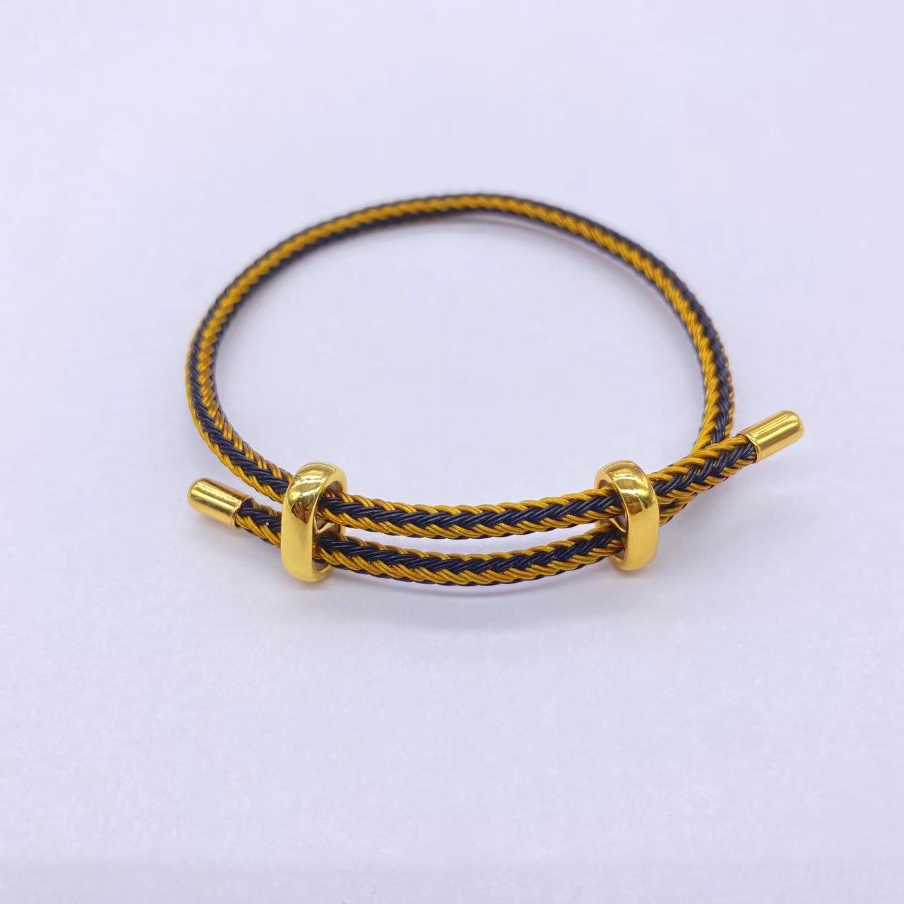 3mm Adjustable DIY Twisted Wire Rope Bracelet with Figure-Eight Clasp, Color-Preserving Electroplated, Good Luck Couple Braided Rope Finished Product