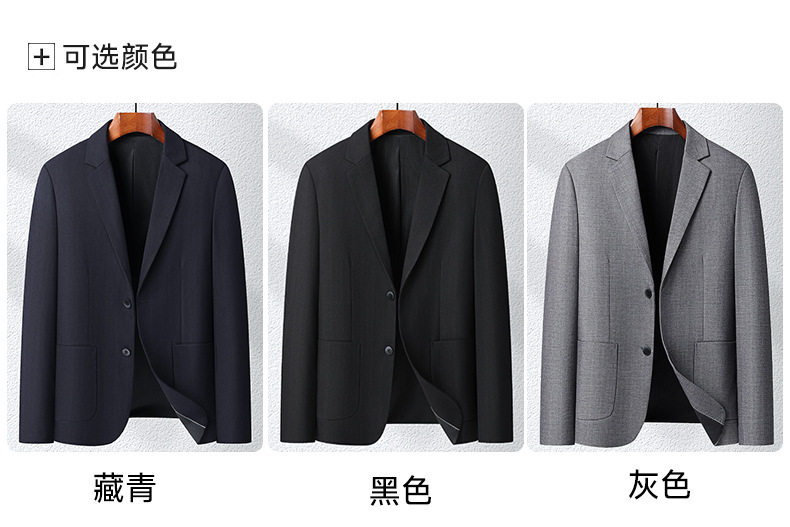 Áo vest công sở nam len pha không cần là ủi, mỏng nhẹ, màu trơn, ôm dáng, một hàng hai nút — Màu xám, Màu đen, Xanh hải quân chi tiết 16