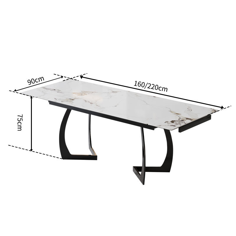 Mesa de comedor de estilo italiano, mesa de comedor doméstica de seda moderna y simple, mesa de comedor de roca retráctil larga y corta
