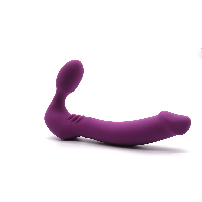Double-Headed Vibrating Dildo, Silicone Dual-Ended Toy for Internal Stimulation, Purple — detail image 10