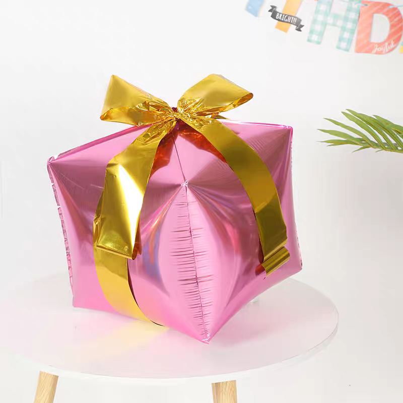 22 pulgadas 4D bola cuadrada caja de regalos de globo de película de aluminio decoración de Navidad decoración de globo comercio exterior transfronterizo
