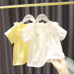 Children's Summer Short Sleeve Shirt Baby Trendy Kids Personality Cute Korean Version Flowering Wing Sleeve T-shirt Doll Top