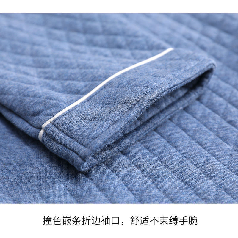 Capa de aire de tres capas traje acolchado pijamas hombres Otoño e Invierno carta bordado prendas de vestir exteriores homewear