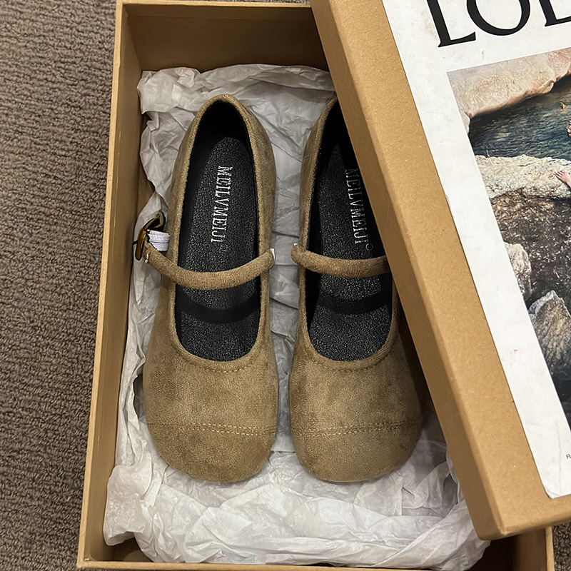 Cabeza redonda francesa con fondo plano, zapatos para mujeres 2025, verano y otoño, nuevos zapatos retro suaves de hadas, granny bean.