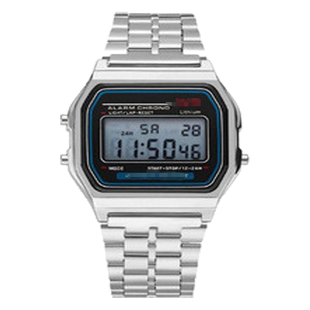Ultra-Thin Label-Free F91W Sports Digital Metal Watch Multi-Functional Luminous Alarm Clock Steel Band Watch Wholesale