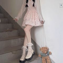 Lace Edge Sunflower JK Medium Calf Net Socks Japanese Lolita Summer Thin Model Bowknot Girl Ankle Socks