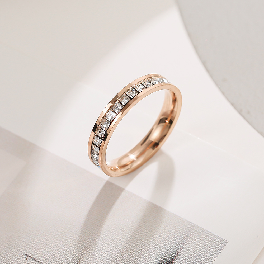 6g Weight 0.01µm Gold Plating Thickness Casual Simple Style Round Stainless Steel Epoxy Plating Inlay Zircon Rings
