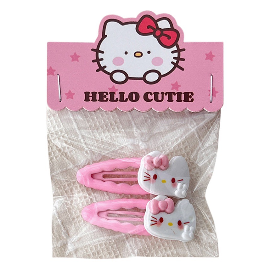 Lindo juego de accesorios para el cabello de gatito rosa dulce niña suave y linda cuerda para el cabello clip de pico de pato clip de flequillo de cabello roto