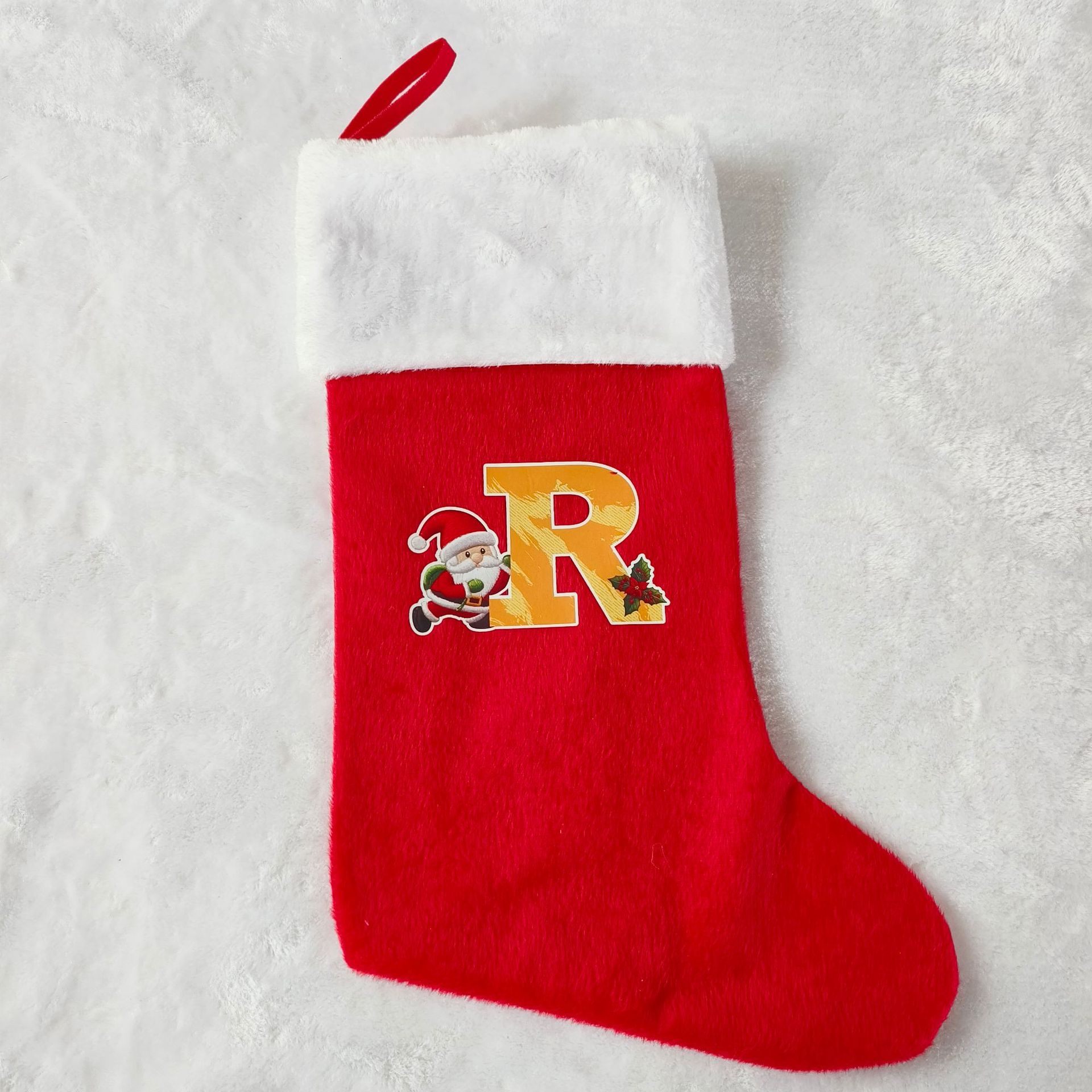 letras transfronterizas calcetines de Navidad encantadores y divertidos letras inglesas calcetines de Navidad creativas letras de Santa Claus