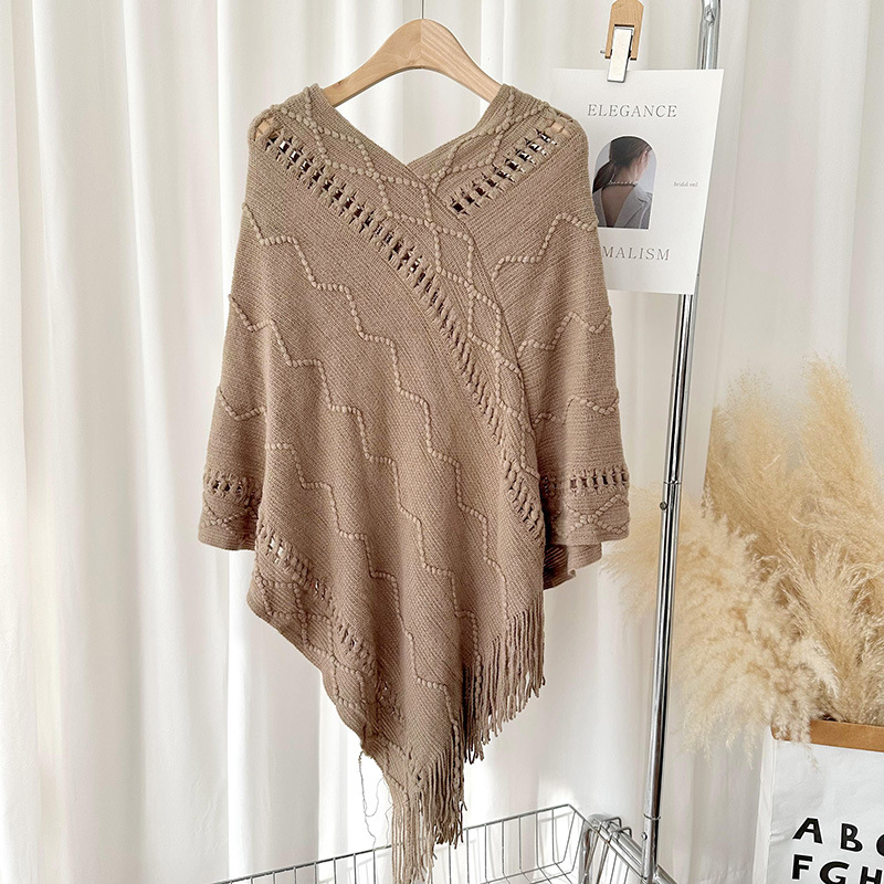 Nuevo color sólido de punto la borla mantón del Cabo las mujeres otoño y el invierno estilo Coreano versátil grueso suéter caliente capa Cabo