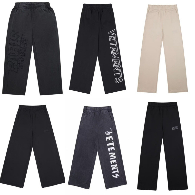 25SS New VTM European and American Trendy Brand Printed Letter Signature OS Loose Long Pants Men's and Women's Casual Sweatpants