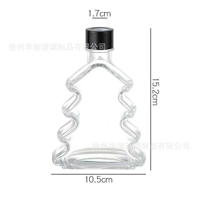 Regalos decorativos de árbol de Navidad en stock, botella de expansión de vidrio para el hogar, botella de incienso de baño de dormitorio, botella de vino de frutas y flores secas de ratán