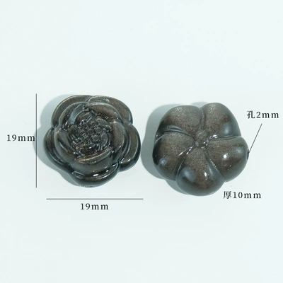 Zərgərlik ara hissələri, Natural silver obsidian small - 34-large-five-petal-flower
