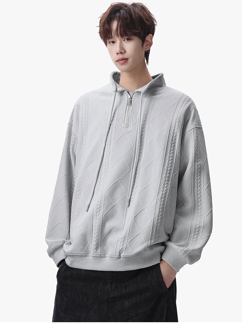 Half-zip Sweatshirt For Men Autumn Trendy Streetwear Pullover_voghion.com