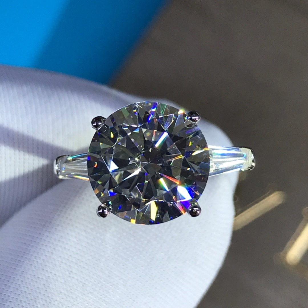 5 quilates VVS grado 3EX importado de corte redondo anillo de flash gigante plata esterlina de cinco capas de espesor anillo de platino galvanizado