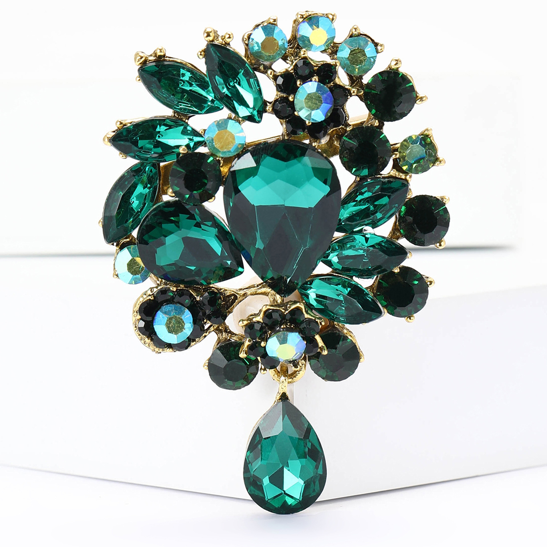 Vintage Damenbrosche Mit Perlen Kristall Und Emaille Blumen Design_voghion.com