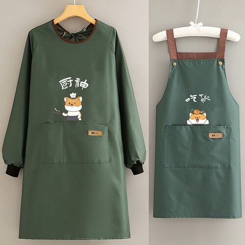 Waterproof long-sleeved apron logo home kitchen advertising promotional cover jacket women's new style belt dining uniform workwear