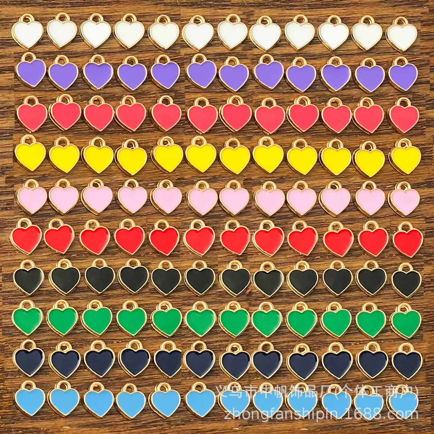 10色6*8mm迷你爱心形桃心滴油合金饰品配件DIY耳饰项链挂件吊坠