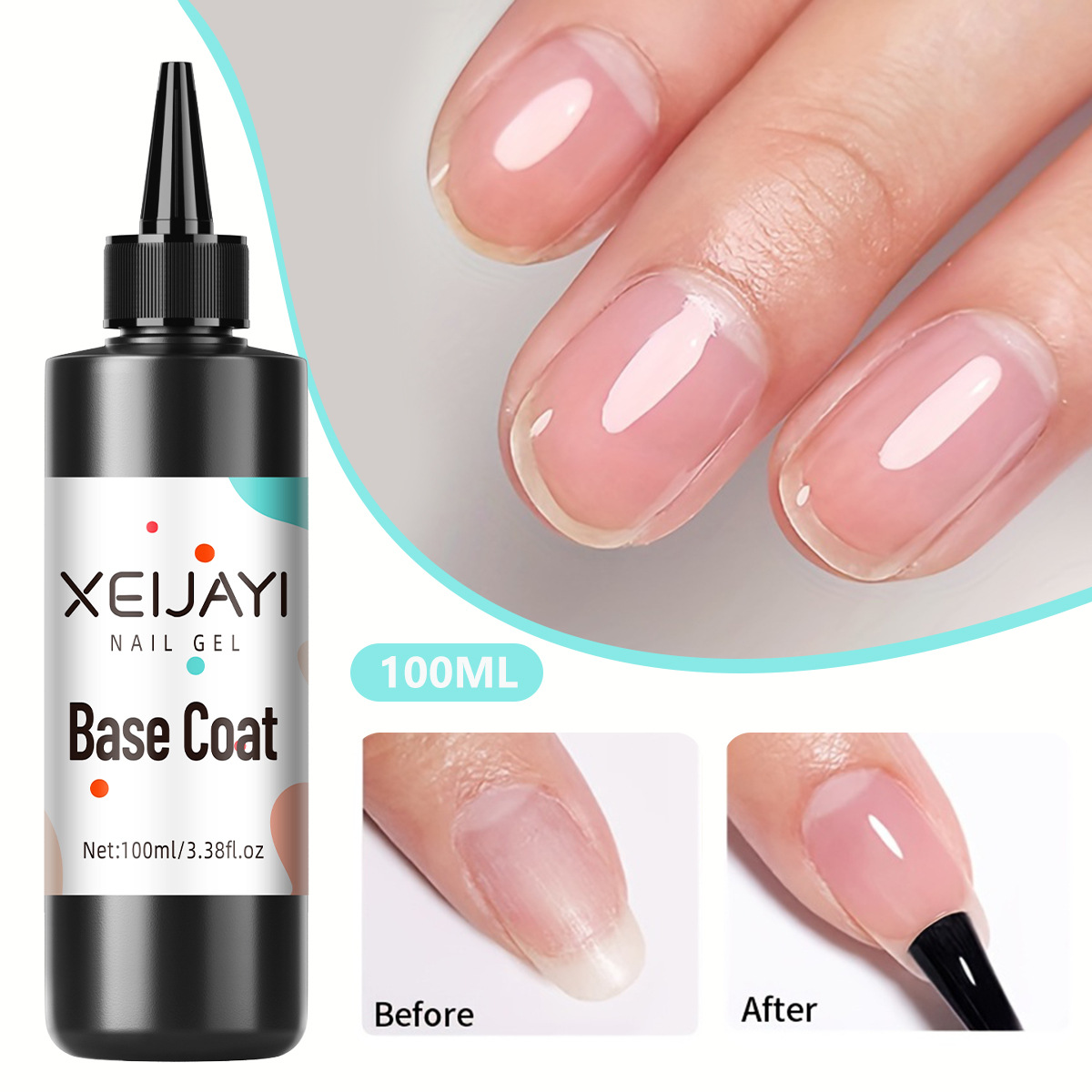 Base Gel Protectora para Uñas 100ml Secado Rápido para Salón de Uñas image 1