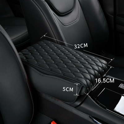 Armrest box pad: Car Central Elbow Rest Car - small-classic-black-with-storage-side-pockets-medium-thick-style