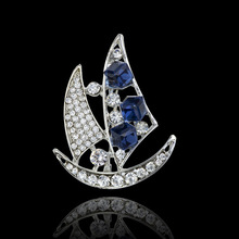 一帆风顺帆船胸针男女西服西装韩国水晶胸花潮流衬衫个性领口别针