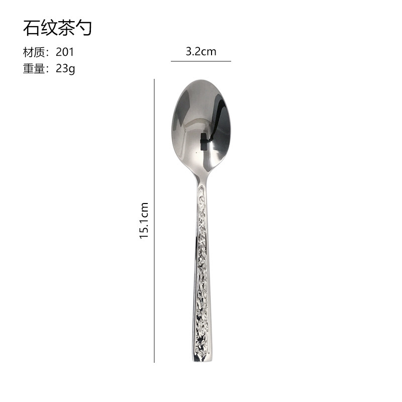 韓国氷模様スプーン ステンレス槌目長柄スプーン 洋食スプーン 学生スプーン 大人用ライススプーン|undefined