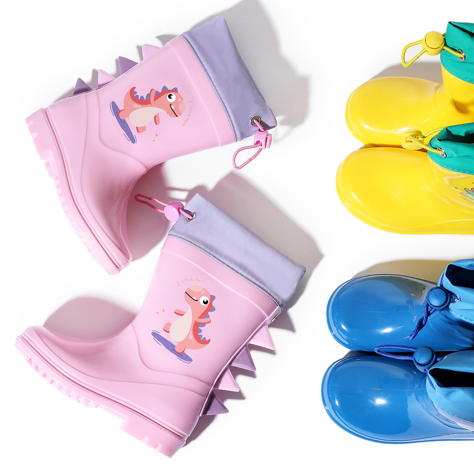 Children's Drawstring Rain Boots Wholesale Lightweight Cute Little Baby Rain Boots for Small and Medium-Sized Children Waterproof Outer Rain Gear Baby Water Shoes for Men