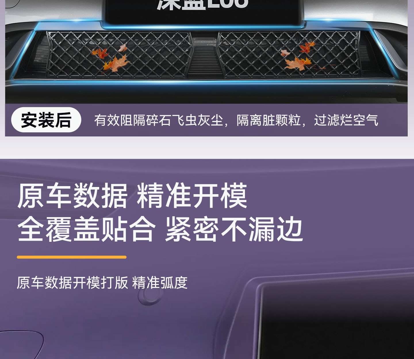 Suitable for Zeekr 7X Split Welding Car Insect-Proof Net, Front Grille, Dedicated Modification Decorative Strip Accessories, Dust-Proof Net