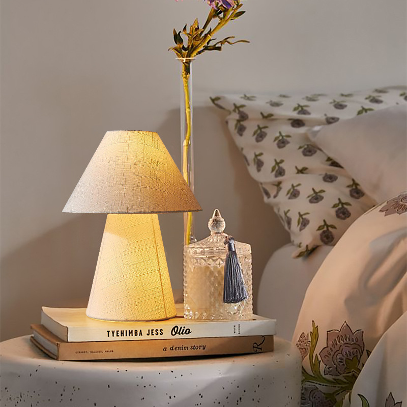 Bohemian Fabric Table Lamp Nordic Cream Style Study Simple Bedroom Study Atmosphere Lamp Bedside Vertical Table Lamp