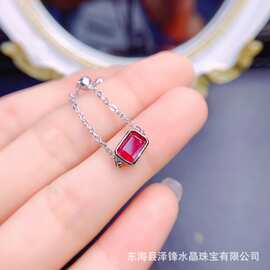 新款天然红宝石戒指S925银镶嵌主石4*6mm百搭网红爆款女饰批发