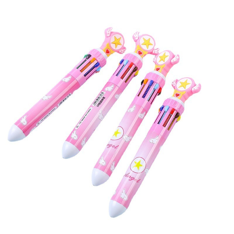 クリエイティブかわいい新しいオイルペン十色多機能多色一体型十色ボールペン卸売り学生賞品プレゼント|undefined
