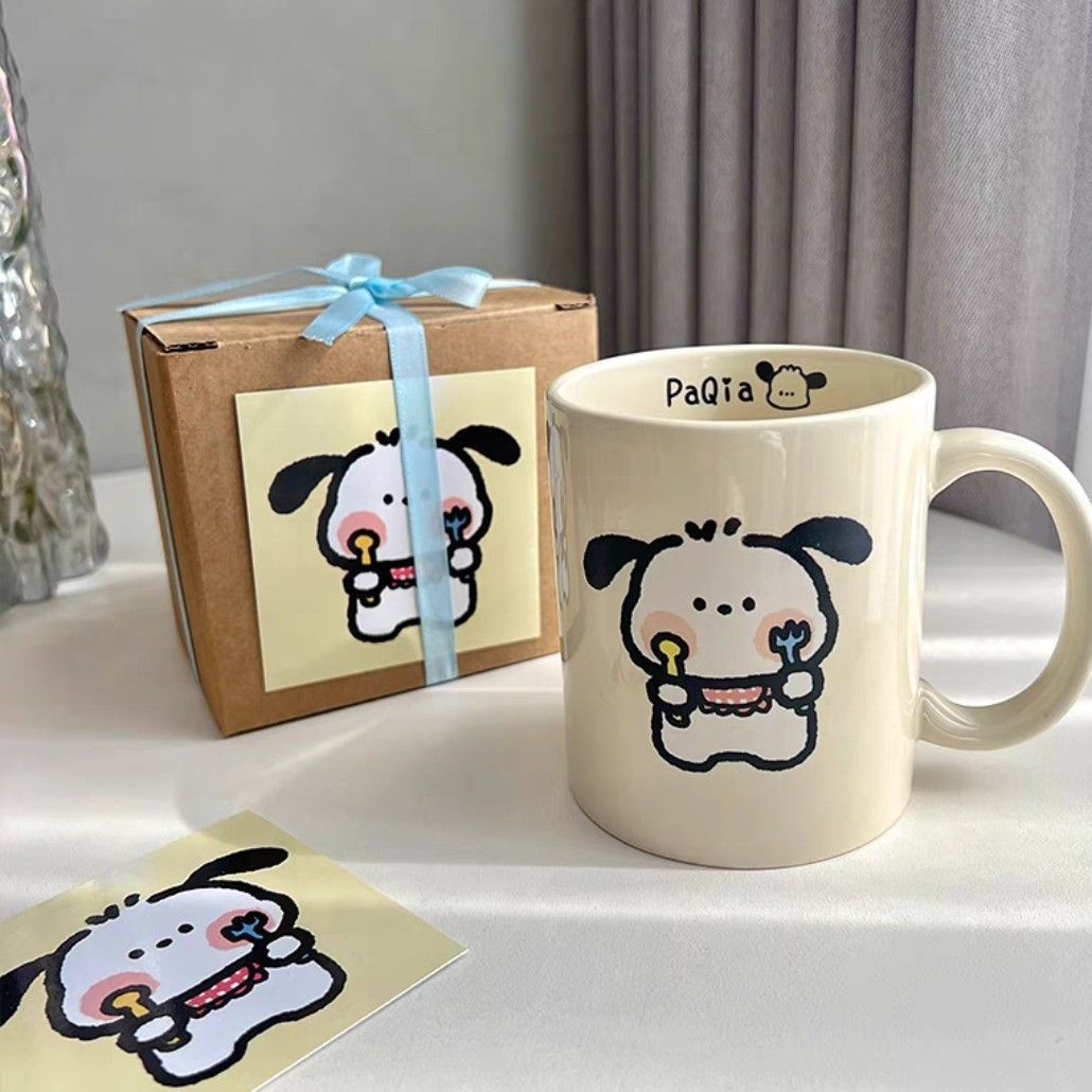 卡通帕恰小狗马克杯子ins高颜值简约情侣蛋糕陶瓷杯ins风水杯家用