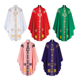 神父神职僧侣祷告服cos服中世纪欧美长袍印花长袍宽松扮演服工厂
