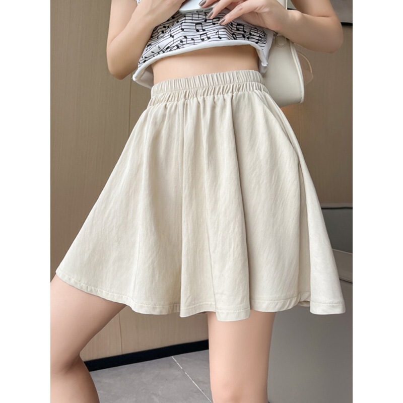 Ice Silk Wrinkled Ice Silk Quick-drying Sports Short Pants Skirt Women's Summer Thin High Waist A- line Slimming Casual Pleated Skirt Korean Pants