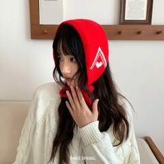 批发韩国2025年秋冬新款ins毛线帽女秋冬蝴蝶结提花针织帽堆堆帽