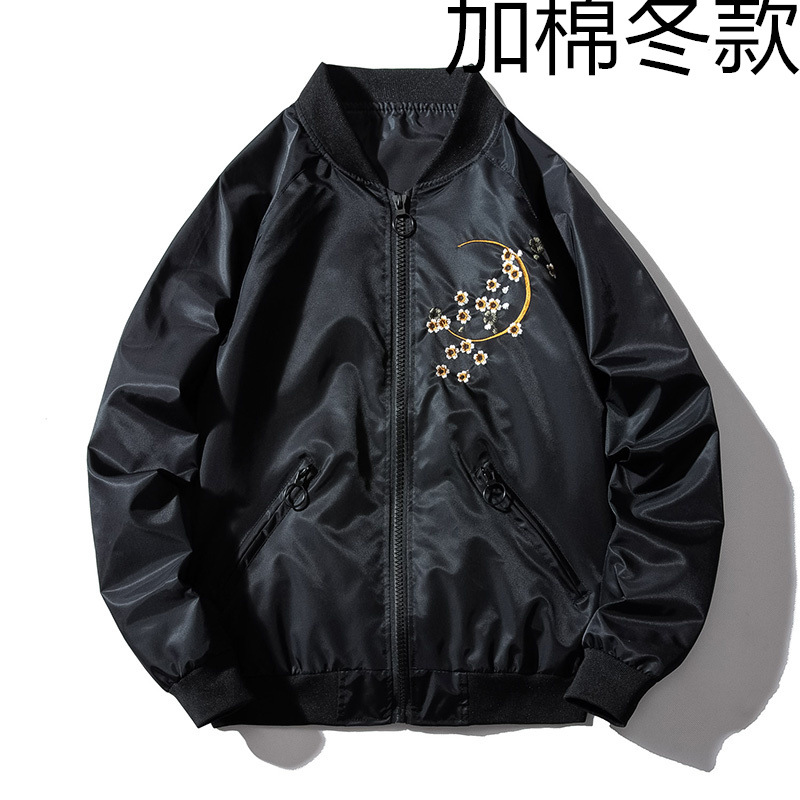 Nueva primavera y otoño hip hop hombres bordado chaqueta exterior desgaste regular manga larga Juventud Popular soporte collar chaqueta