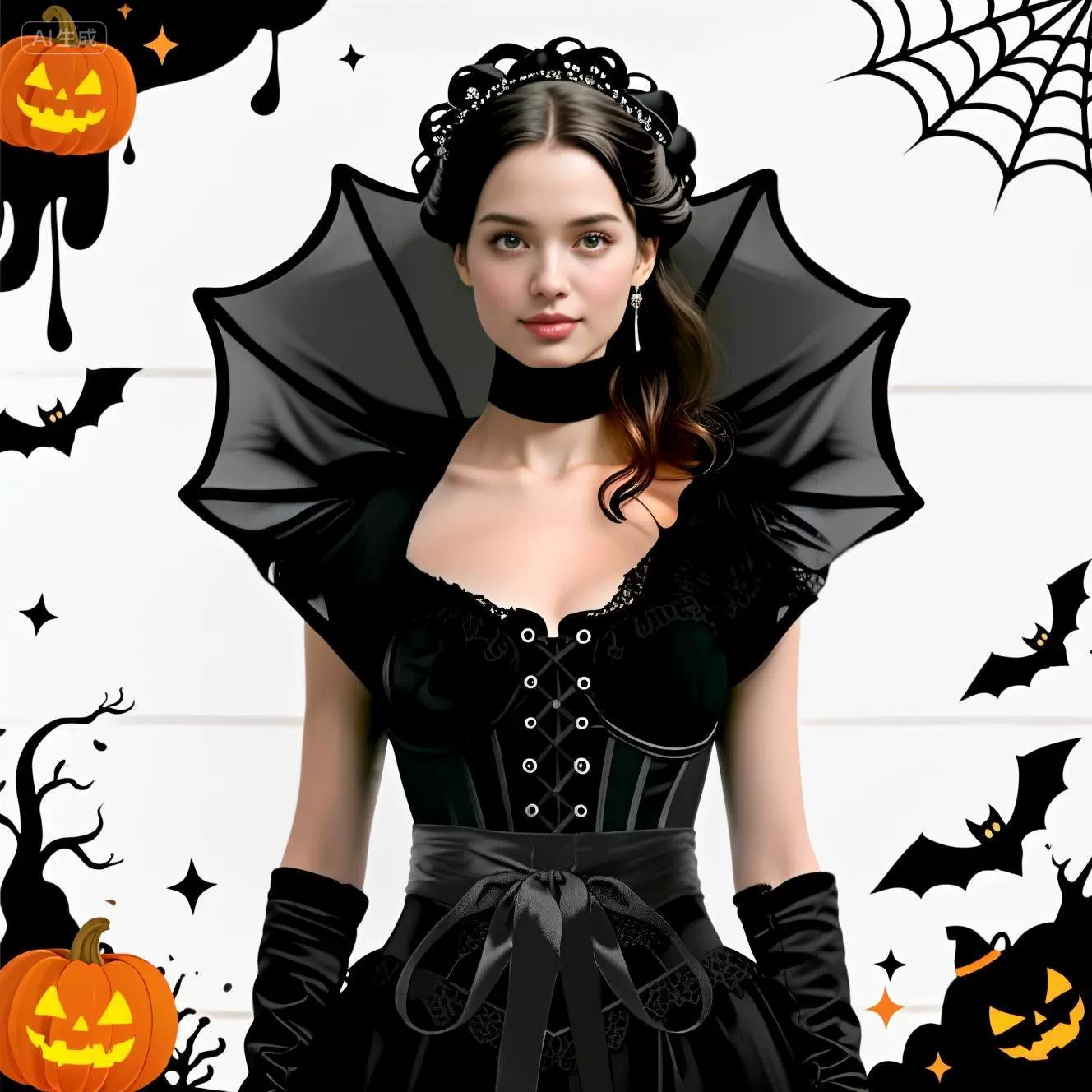 2025年新款跨境亚马逊万圣节气氛女神肩膀蝙蝠翅膀配件搭配演出服