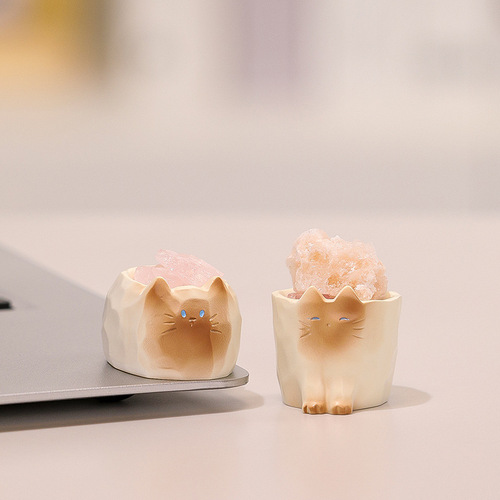Cute Cat Crystal Blind Box Decorative Item Creative Trendy Table Decoration Resin Craft New Office Gift 