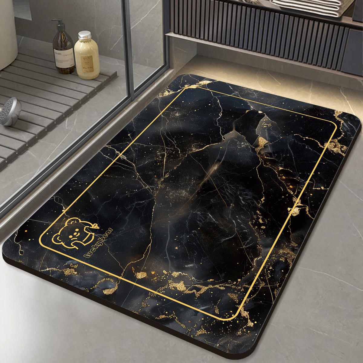 Luz de lujo alfombra de barro de diatomeas puerta de baño absorción de agua secado rápido anti-derrapante alfombra de inodoro