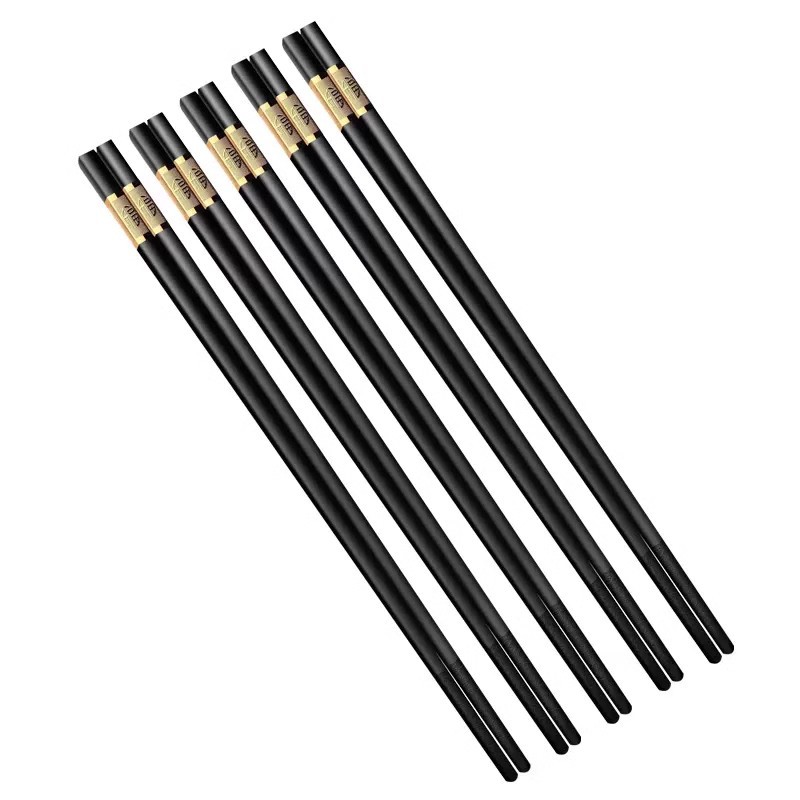 En stock palillos de aleación hotel restaurante palillos antideslizantes negro oro Fu palillos 20 pares Oferta especial Paquete grupo comunitario compra suministro